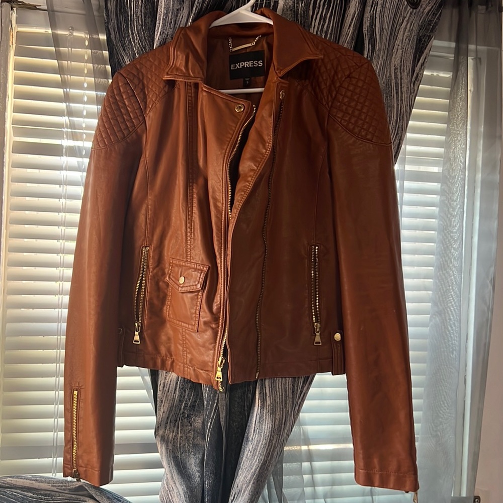 Express faux leather jacket brown